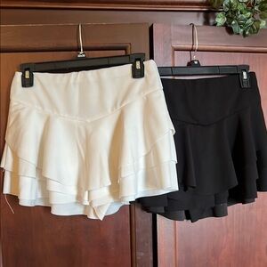 Women's Black and White Layered Shorts